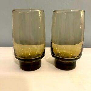 70s Retro 12oz Smokey Brown Glass Tumblers -set of 2